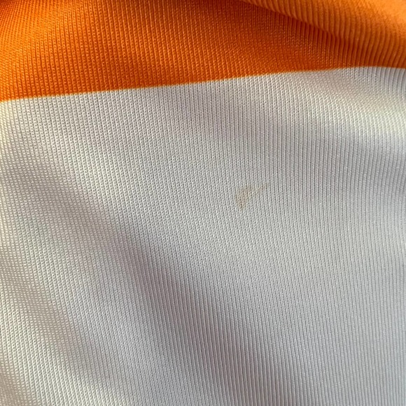 Slazenger Men's Short Sleeve Polo Golf Shirt Orange & White Stripe Size XL - Picture 5 of 11